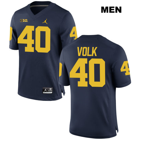 Men's NCAA Michigan Wolverines Nick Volk #40 Navy Jordan Brand Authentic Stitched Football College Jersey RE25P23BB